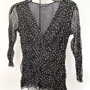 Festive polka dot sheer stretchy top - petite